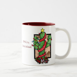 Taza del cactus de navidad