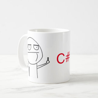 Taza del café de los programadores de C# del dedo