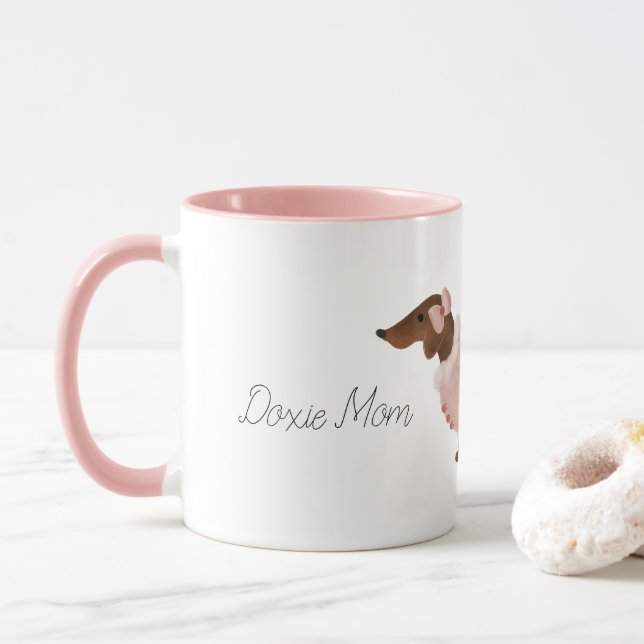 Taza del café el Mug| Doxie del Dachshund (Con donut)