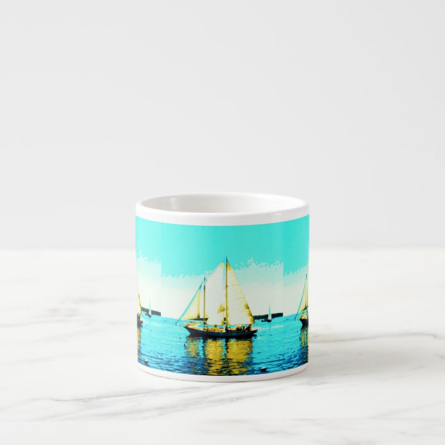 taza del café express del schooner de la (Frente)