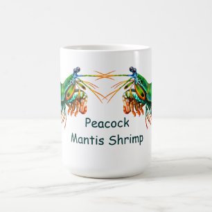 Taza del camarón de predicador del pavo real
