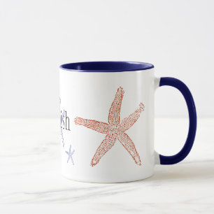 Taza del campanero de las estrellas de mar - azul