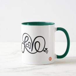 Taza del campanero del amor del verde caqui con el