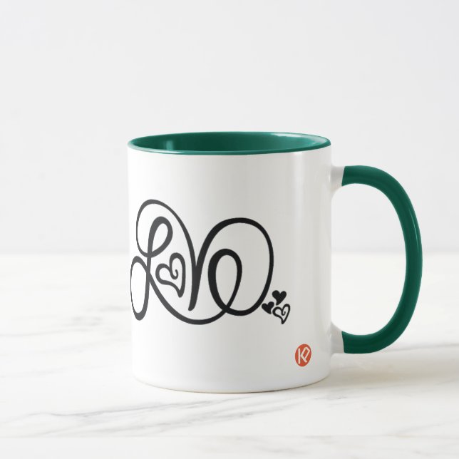 Taza del campanero del amor del verde caqui con el (Derecha)