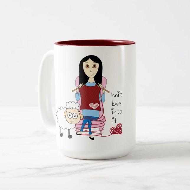 Taza del chica que hace punto y de las ovejas (Anverso izquierdo)