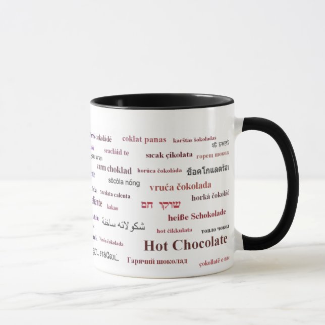Taza del chocolate caliente en los otros idiomas (Derecha)