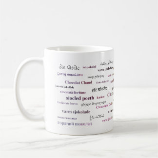 Taza del chocolate caliente en los otros idiomas