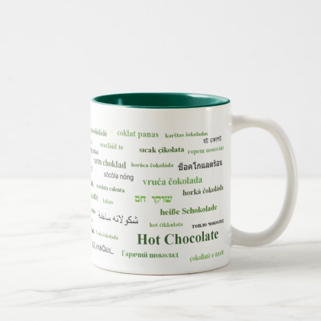 Taza del chocolate caliente en los otros idiomas (Derecha)
