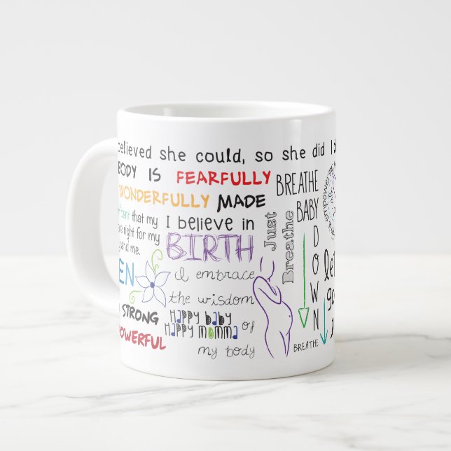 Taza del collage de la afirmación del nacimiento (Izquierda)