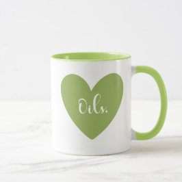 Taza del corazón de los aceites (verde)