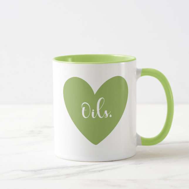 Taza del corazón de los aceites (verde) (Derecha)