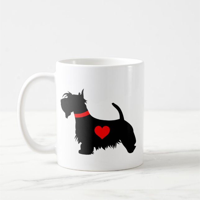 Taza del corazón del perro del escocés - (Izquierda)