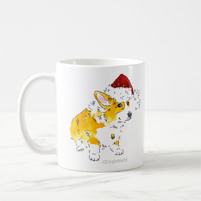 Taza del Corgi del gorra de Santa (Izquierda)