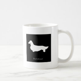 Taza del Dachshund (versión larga negra del pelo