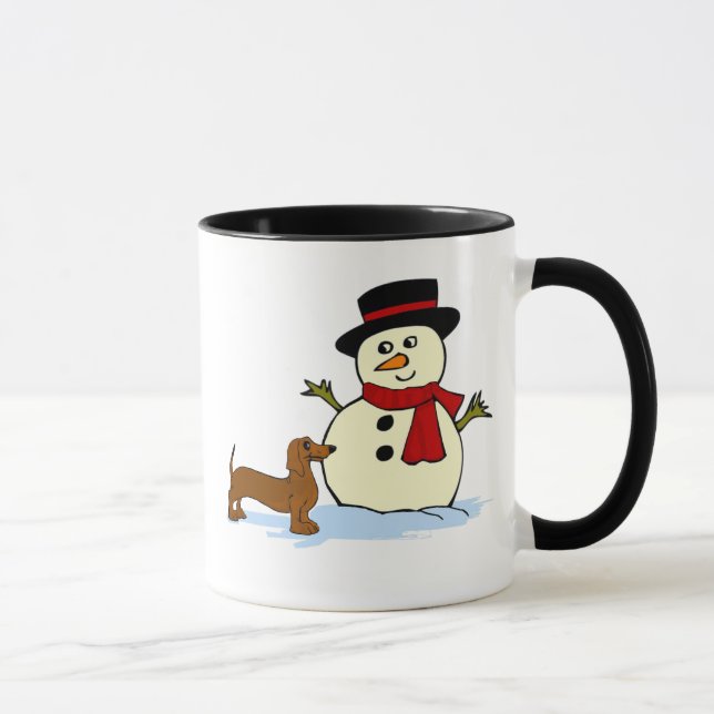Taza del Dachshund y del muñeco de nieve (Derecha)