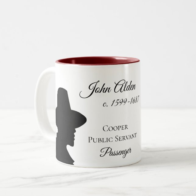 Taza del descendiente de Juan Alden Mayflower (Anverso izquierdo)
