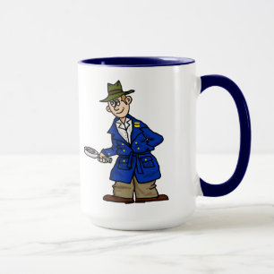 Taza del detective de policía o de café del