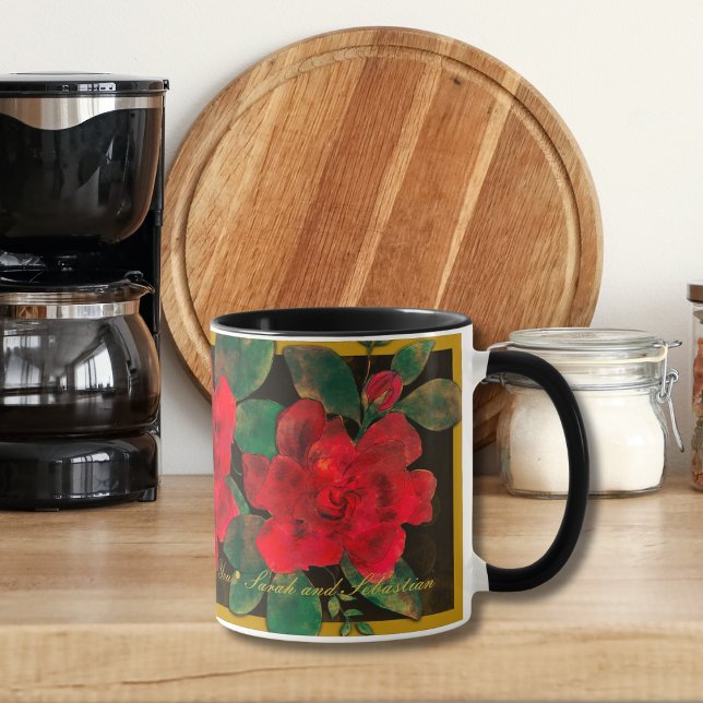 Taza del Día de la Madre con flores rojas personal (Subido por el creador)