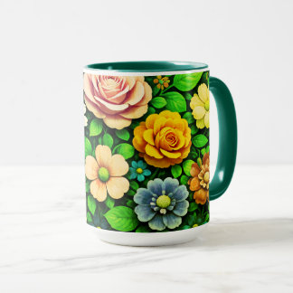 Taza del Día de San Valentín Patrón de diseño flor