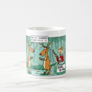 Taza del dibujo animado de la caza de Texting de