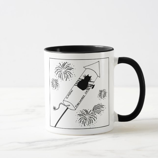 Taza del dibujo animado de los fuegos artificiales (Derecha)