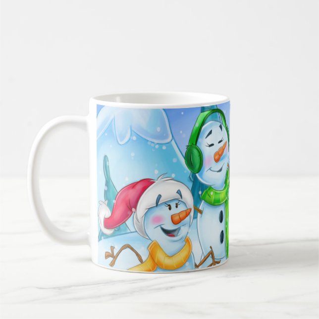 Taza del dibujo animado del muñeco de nieve (Izquierda)