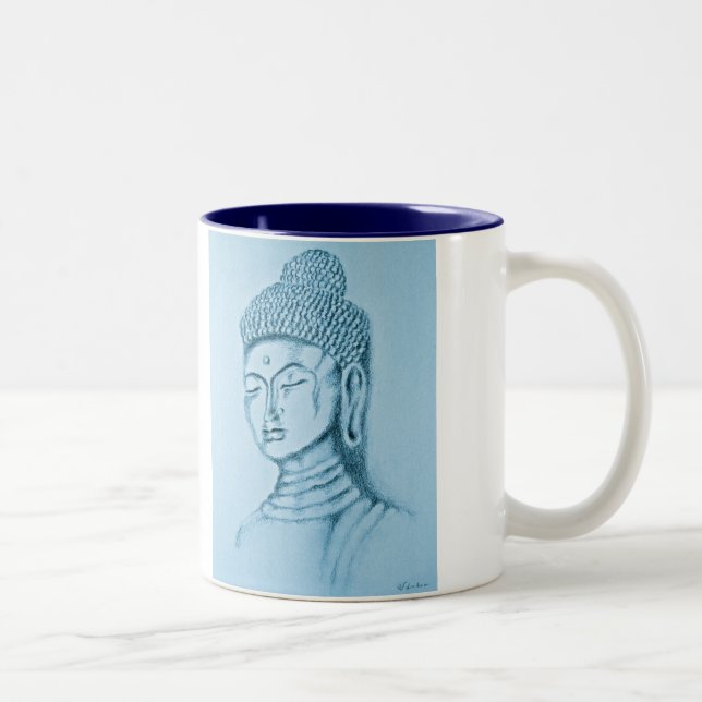 Taza del Dos-tono azul de Buda/de Namaste (Derecha)