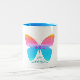 Taza del Dos-Tono de la mariposa de la esperanza