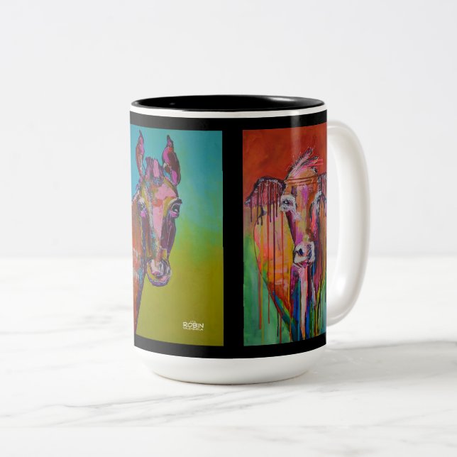 Taza del Dos-Tono de la piel de ante del caballo (Anverso derecho)