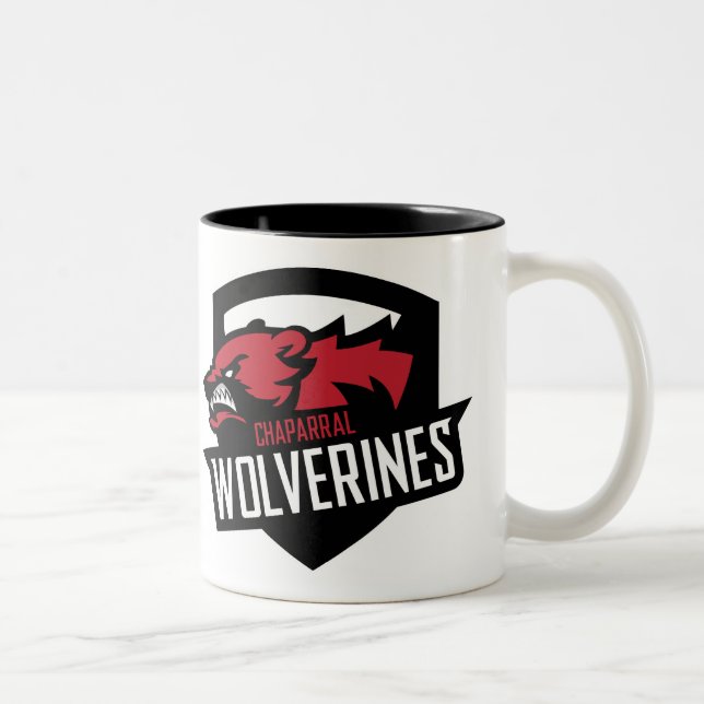 Taza del Dos-Tono del escudo de ChapLAX Wolverine (Derecha)