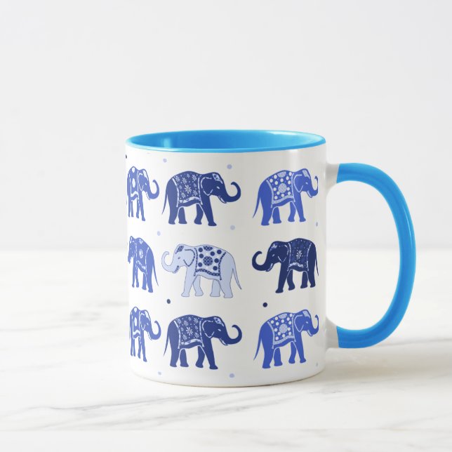 Taza del elefante azul y blanco (Derecha)