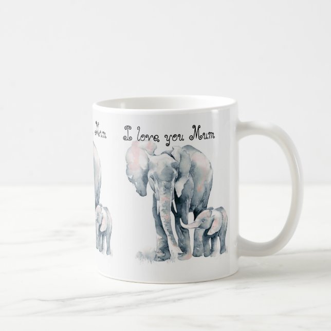 Taza del elefante de la mamá, te amo mamá, Día de (Derecha)