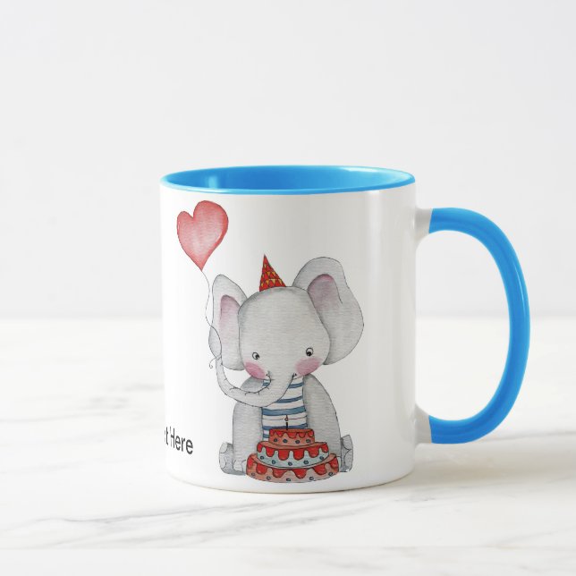 Taza del elefante del cumpleaños del bebé (Derecha)