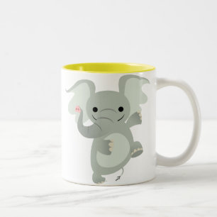 Taza del elefante del dibujo animado del baile