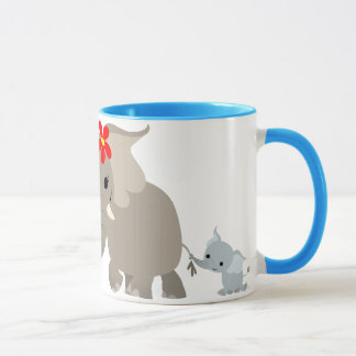 Taza del elefante y del becerro de la madre del