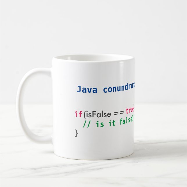 Taza del enigma del isFalse de Java (Izquierda)