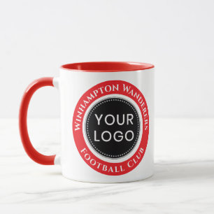 Taza del equipo de fútbol rojo y blanco