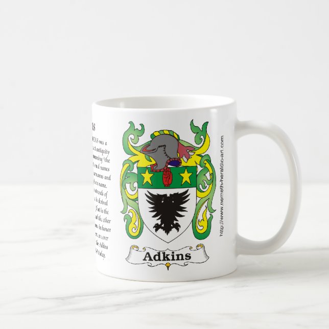 Taza del escudo de armas de la familia de Adkins (Derecha)