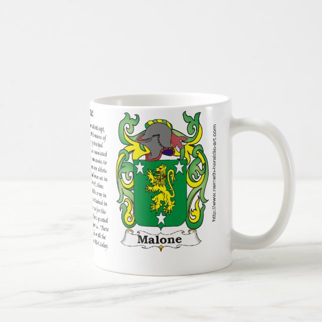 Taza del escudo de armas de la familia de Malone (Derecha)