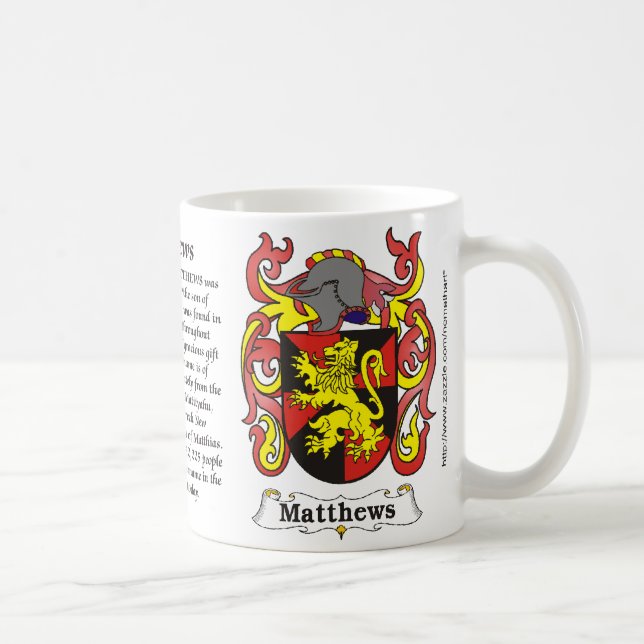 Taza del escudo de armas de la familia de Matthews (Derecha)