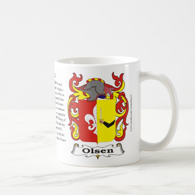 Taza del escudo de armas de la familia de Olsen (Derecha)