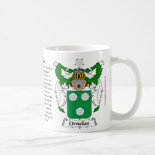 Taza del escudo de armas de la familia de Ornelas