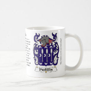 Taza del escudo de armas de la familia de Padilla