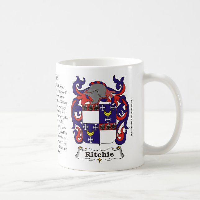 Taza del escudo de armas de la familia de Ritchie (Derecha)