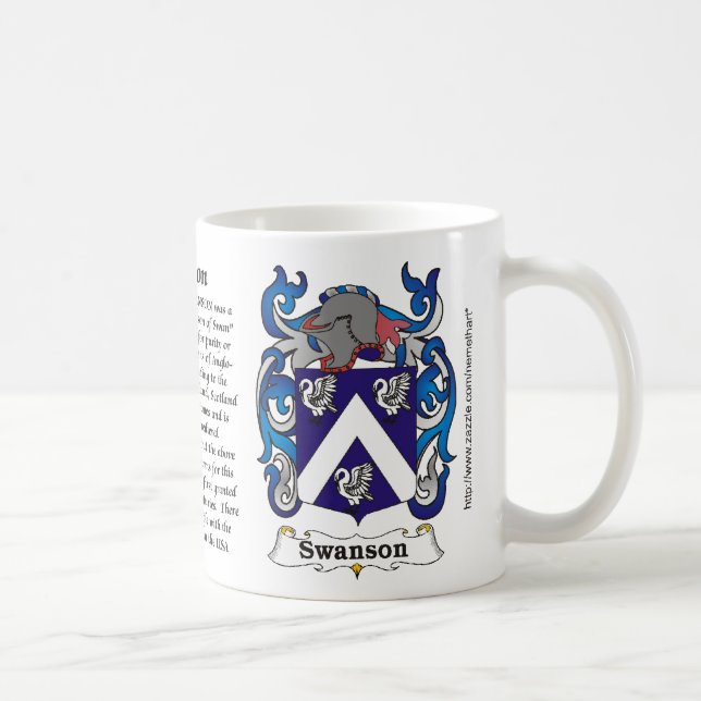 Taza del escudo de armas de la familia de Swanson (Derecha)