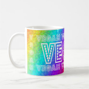 Taza del fondo del arco iris del vegano