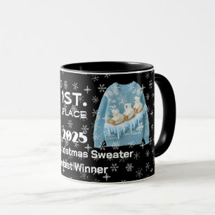 Taza del ganador del concurso de suéteres navideño