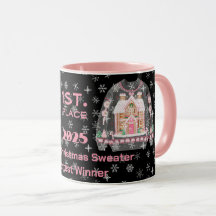 Taza del ganador del concurso de suéteres navideño