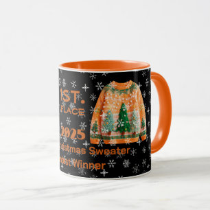Taza del ganador del concurso de suéteres navideño