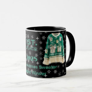 Taza del ganador del concurso de suéteres navideño
